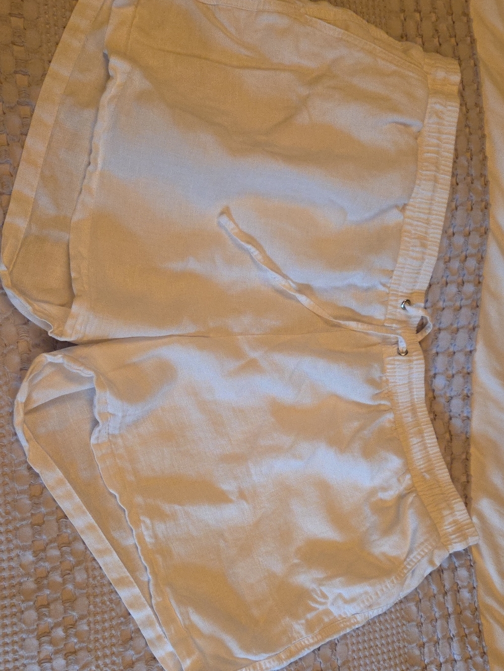 Women's White Linen-Blend Casual Shorts Xxl